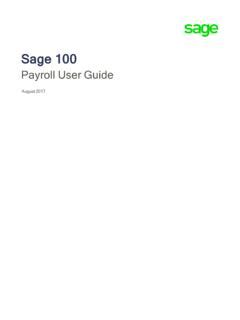 Sage 100 Payroll User Guide