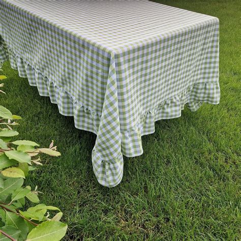 sage green gingham tablecloth