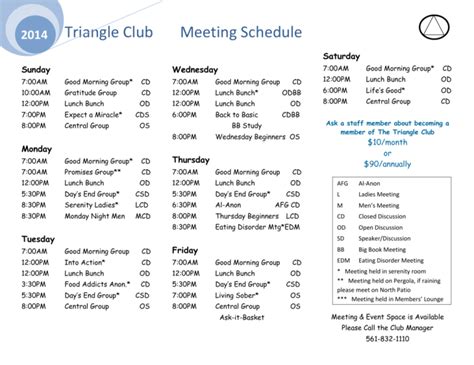 sahara club meeting schedule