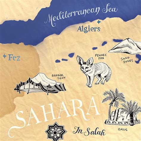 sahara desert on map with historical sites