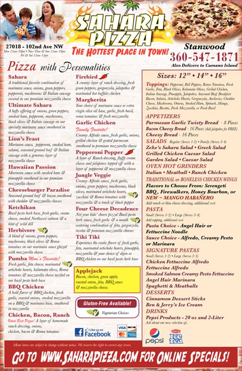 sahara pizza stanwood menu