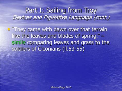 Sailing From Troy Figurative Language