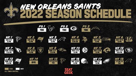 saints game schedule 2022