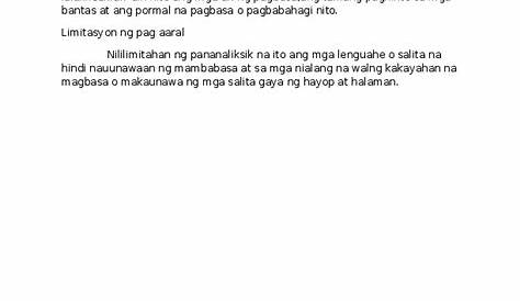 Saklaw At Limitasyon Ng Pag Aaral Ang Pananaliksik Na Ito Ay Nakatuon