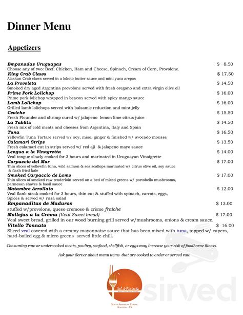 sal y pimienta kitchen menu