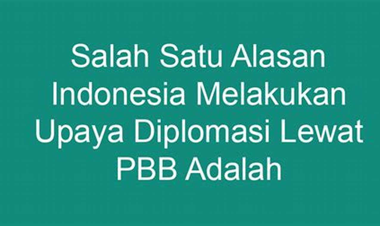salah satu alasan indonesia melakukan upaya diplomasi lewat pbb adalah