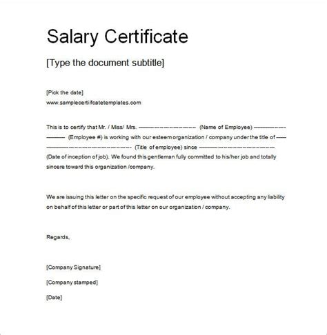 Free Salary Certificate Template in Microsoft Word, Microsoft Publisher