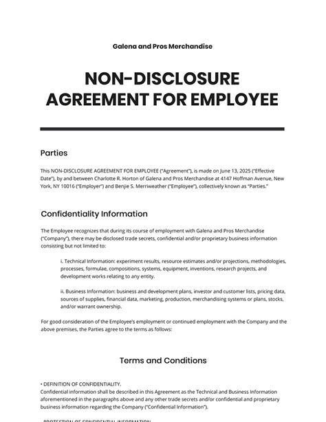salary non disclosure agreement template