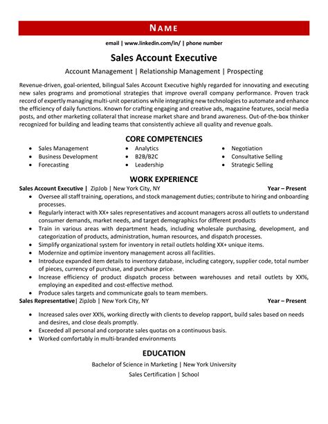 Account Executive Resume Example