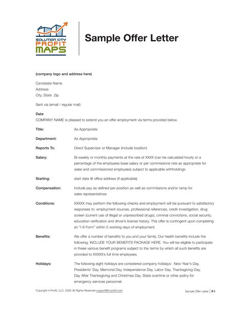 Sample Employment Sales Offer Letter Template Free Pdf