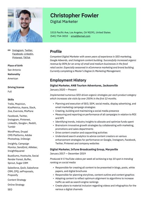 sales and marketing resume