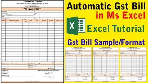 Sales Bill Gst Format In Excel