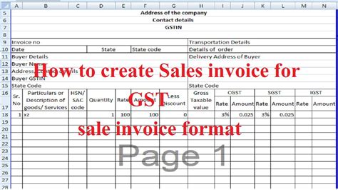 Sales Invoice Gst Format In Excel