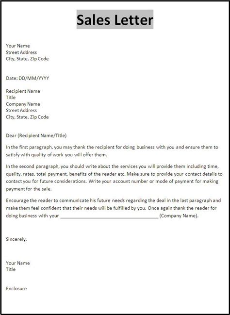 10 Sales Letter Template SampleTemplatess SampleTemplatess