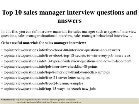 sales manager interview questions and answers pdf