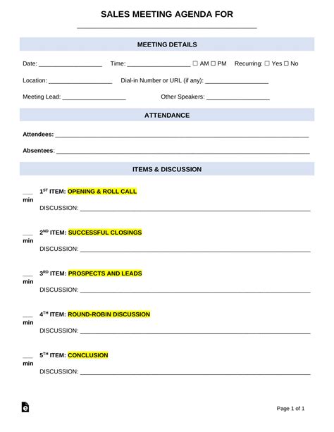 sales meeting notes template