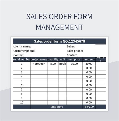 Sales Order Form Excel