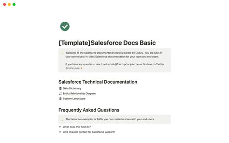 salesforce technical documentation template