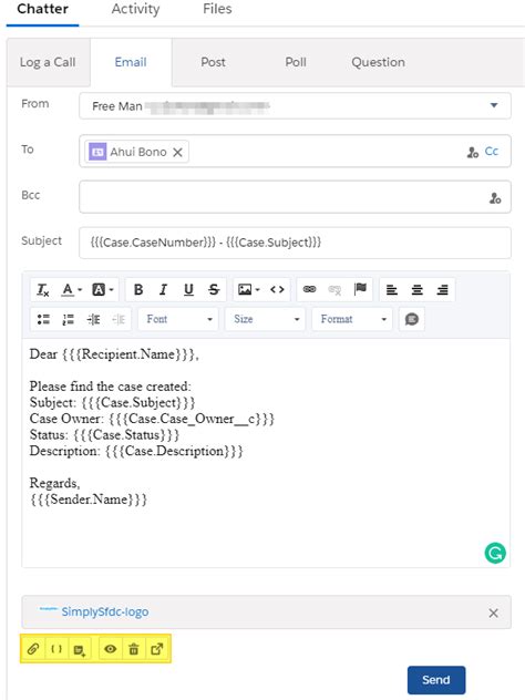 salesforce text email template hyperlink