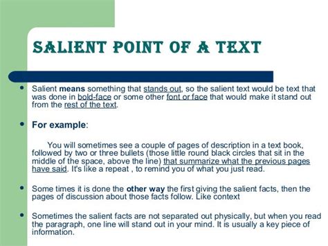 salient points meaning in tagalog