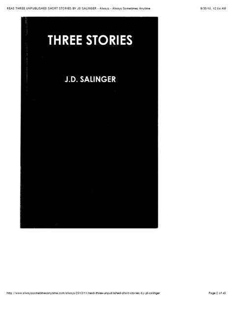 Currently - Salinger Three Stories Pdf 2023