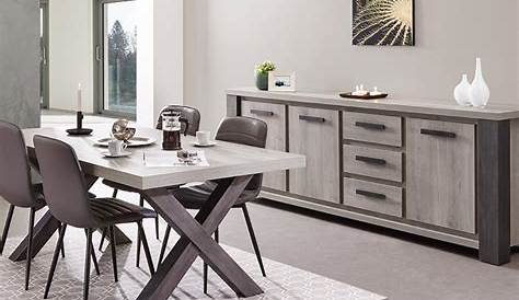 Table à manger bois et métal gris 4 tiroirs Made in Meubles