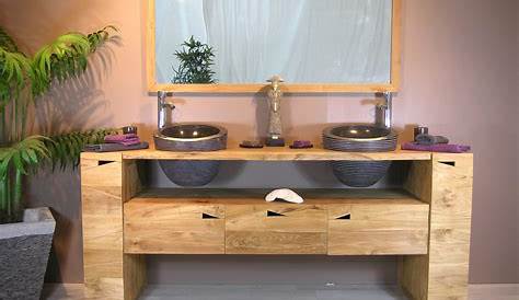 Meuble de salle de bain moderne en bois exotique épuré et