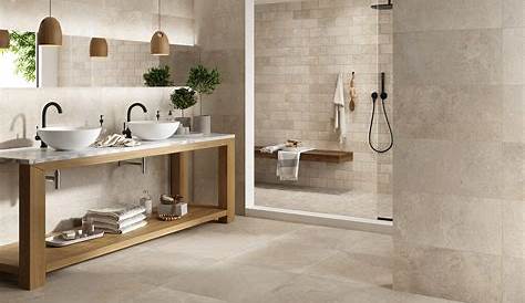 Carrelage salle de bain aspect pierre grise contemporaine