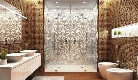 salle de bain de luxe en pierre naturelle avec douche