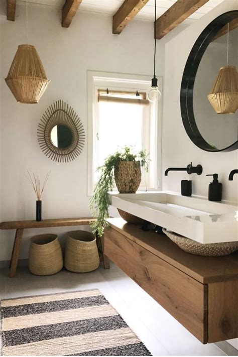 1001 + exemples de la salle de bain en noir et bois contemporaine