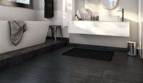 Idée décoration Salle de bain sol en carrelage noir