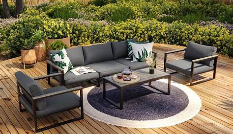 Salon bas de jardin Blooma Maevea aluminium gris 4