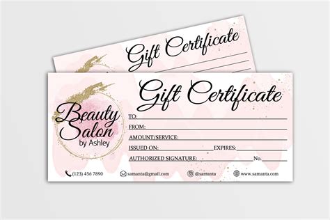 Salon Gift Certificate Templates Addictionary