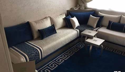 Salon marocain bleu nuit beige Amenda decor