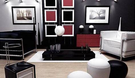 décoration salon noir blanc et rouge