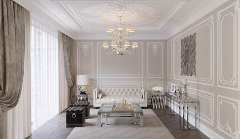 Salon Style Baroque Moderne Décoration D'intérieur Zoom Sur Le