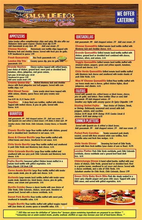 Salsa Leedos Drink Menu