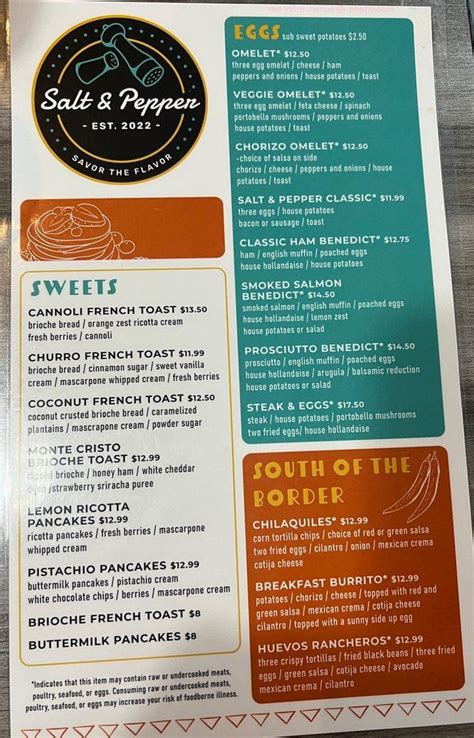 Salt & Pepper Aruba Menu