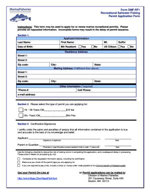 Saltwater Fishing License Application RI
