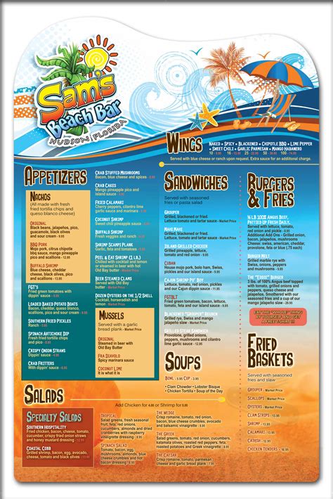 sam's beach bar menu