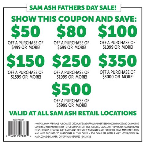 Sam Ash Printable Coupon