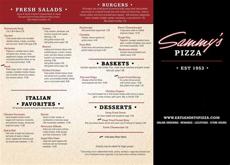 sammy's pizza menu with prices