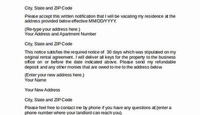 Sample 30 Day Notice Letter To Landlord