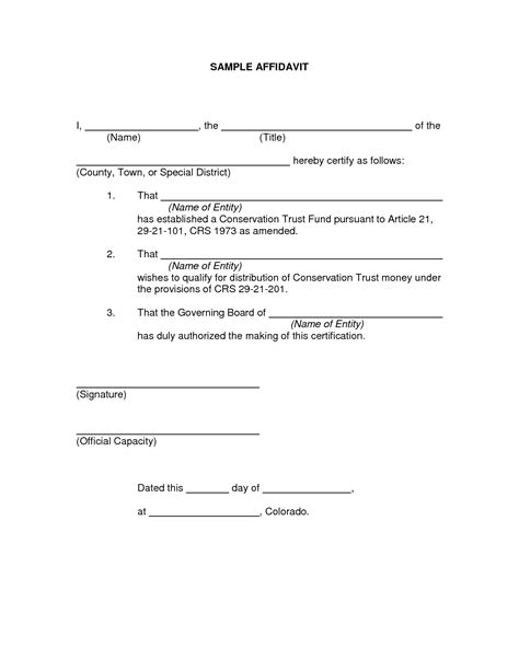 Affidavit Form Free Printable Documents