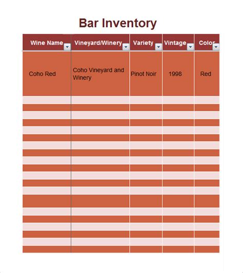Liquor Inventory Spreadsheet Download MS Excel Templates