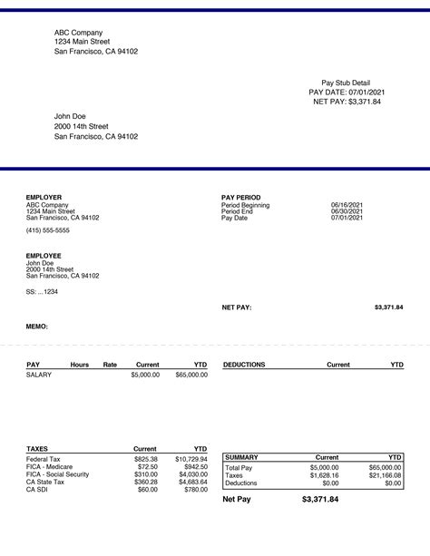 Paycheck Stub Template Template Business