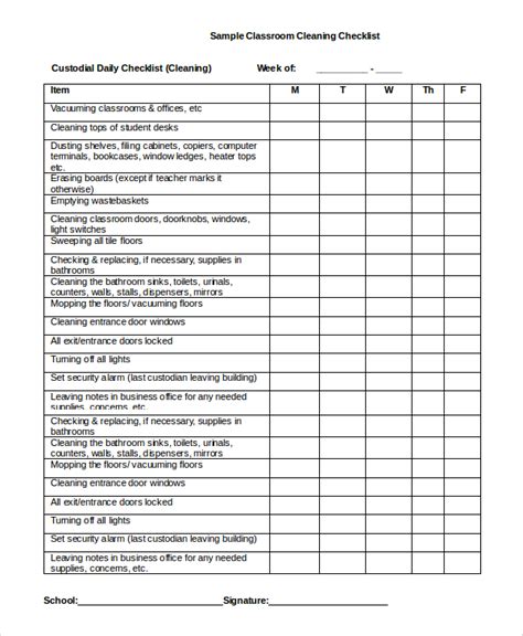 Weekly Office Checklist Templates at in 2020