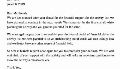 Sample Financial Assistance Letter