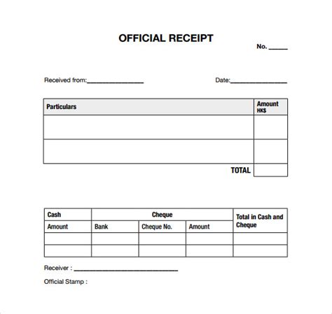 General Receipt Template download free documents for PDF, Word and Excel