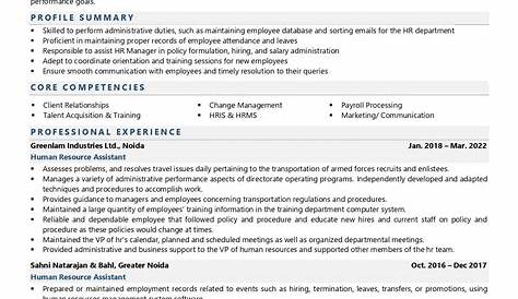 HR Assistant Resume Samples | Velvet Jobs